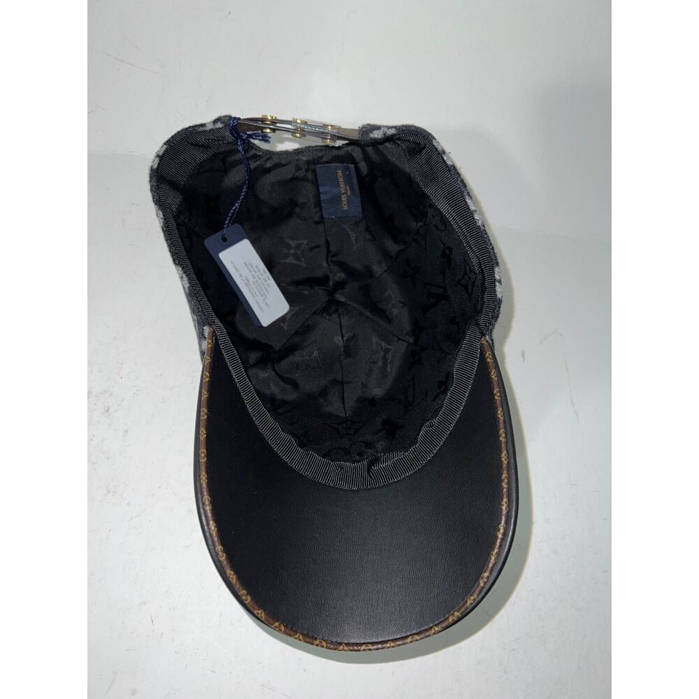 Louis Vuitton Carry On Cap Black Grey Wool Monogram LV Logo Sun Baseball Hat L - Picture 8 of 9
